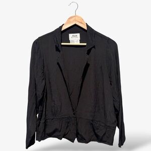 Flax Black One Button Jacket Long Sleeve Rayon Cinched Back Size Petite (XS)